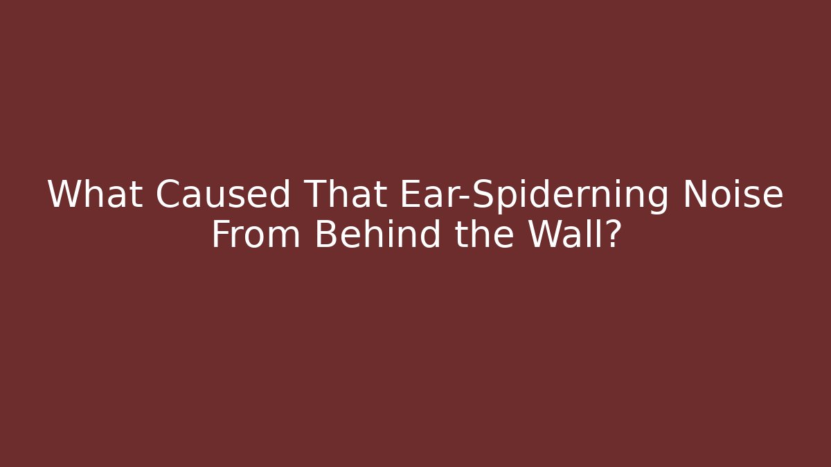 What Caused That Ear-Spiderning Noise From Behind the Wall?