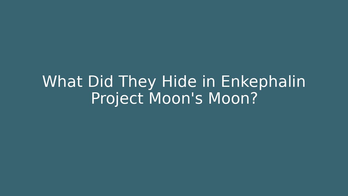 What Did They Hide in Enkephalin Project Moon's Moon?