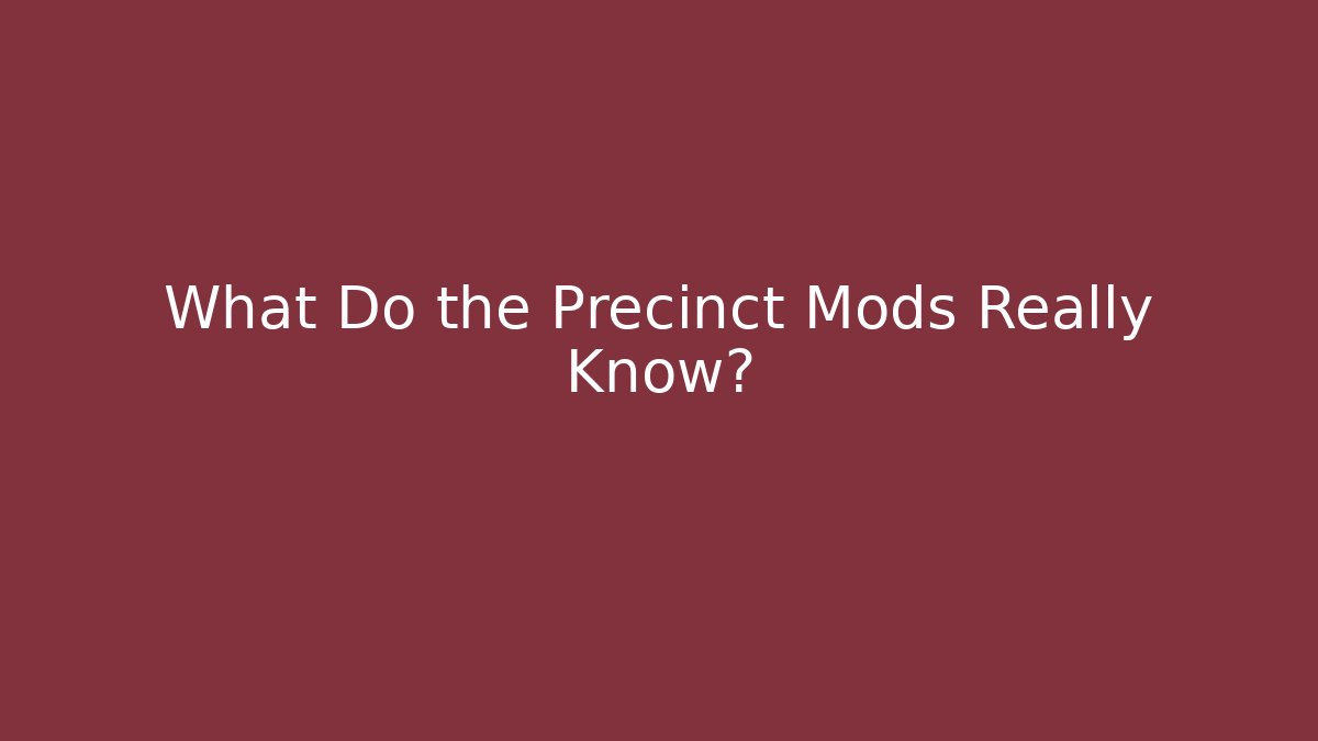 What Do the Precinct Mods Really Know?