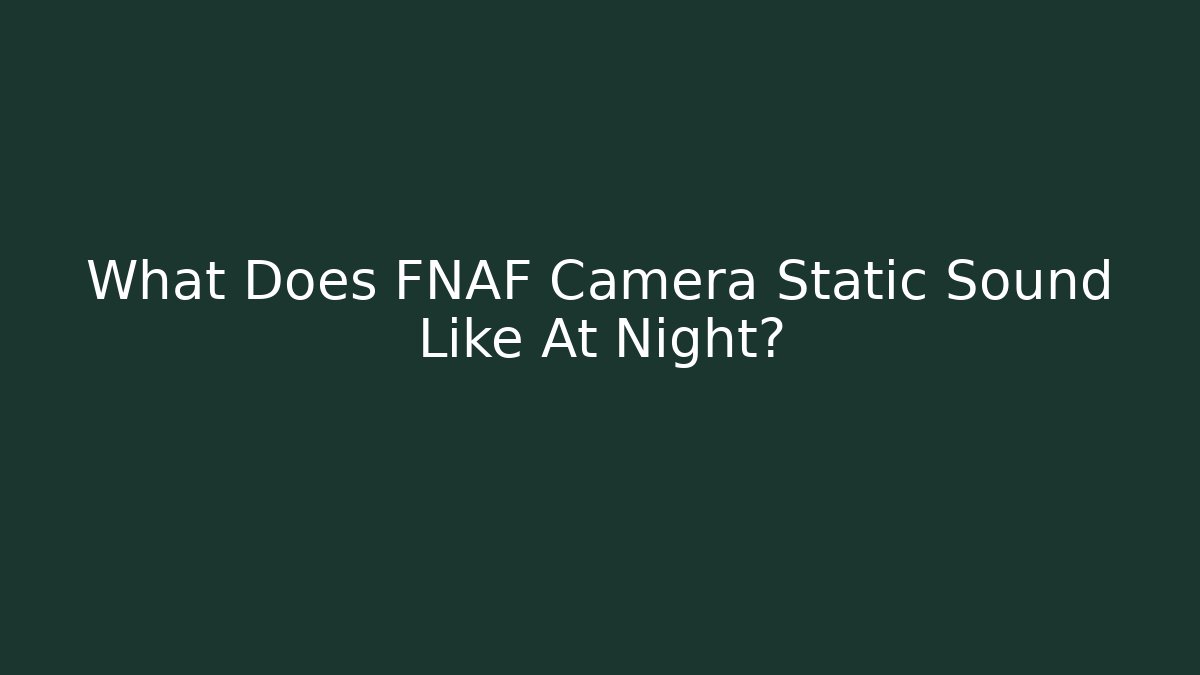 What Does FNAF Camera Static Sound Like At Night?