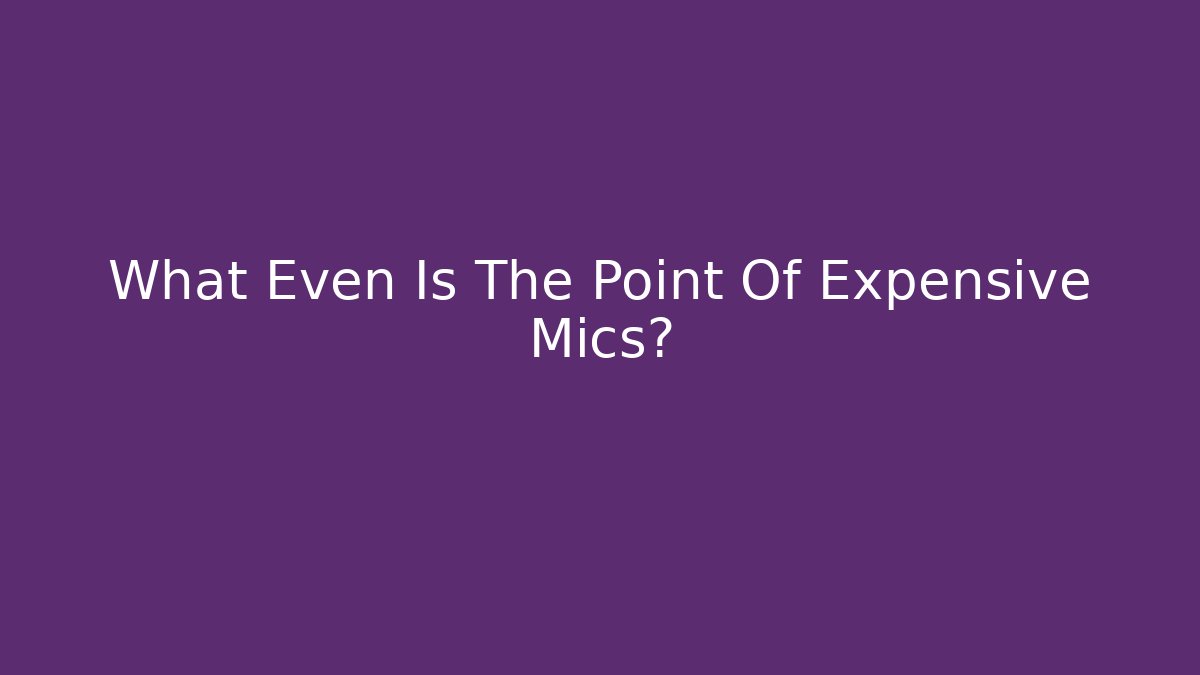 What Even Is The Point Of Expensive Mics?