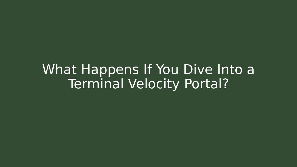 What Happens If You Dive Into a Terminal Velocity Portal?