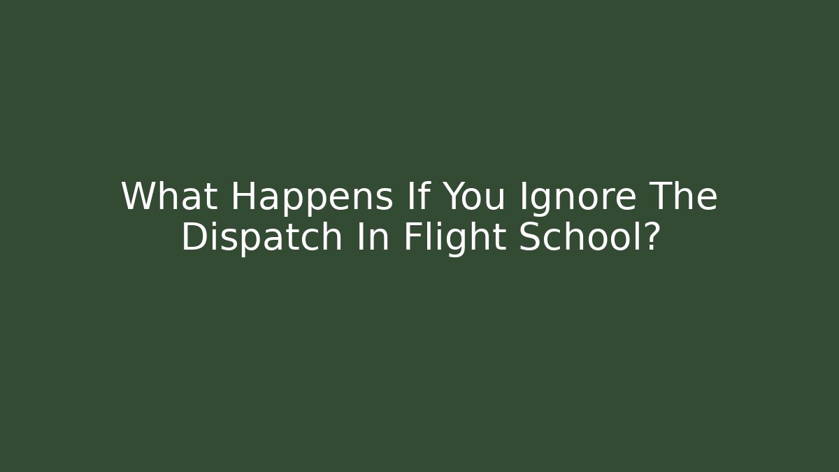 What Happens If You Ignore The Dispatch In Flight School? - Vintage E-Juice
