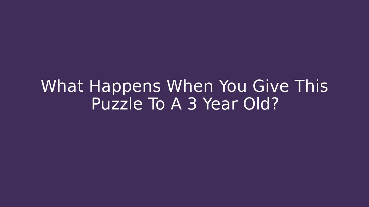 What Happens When You Give This Puzzle To A 3 Year Old?