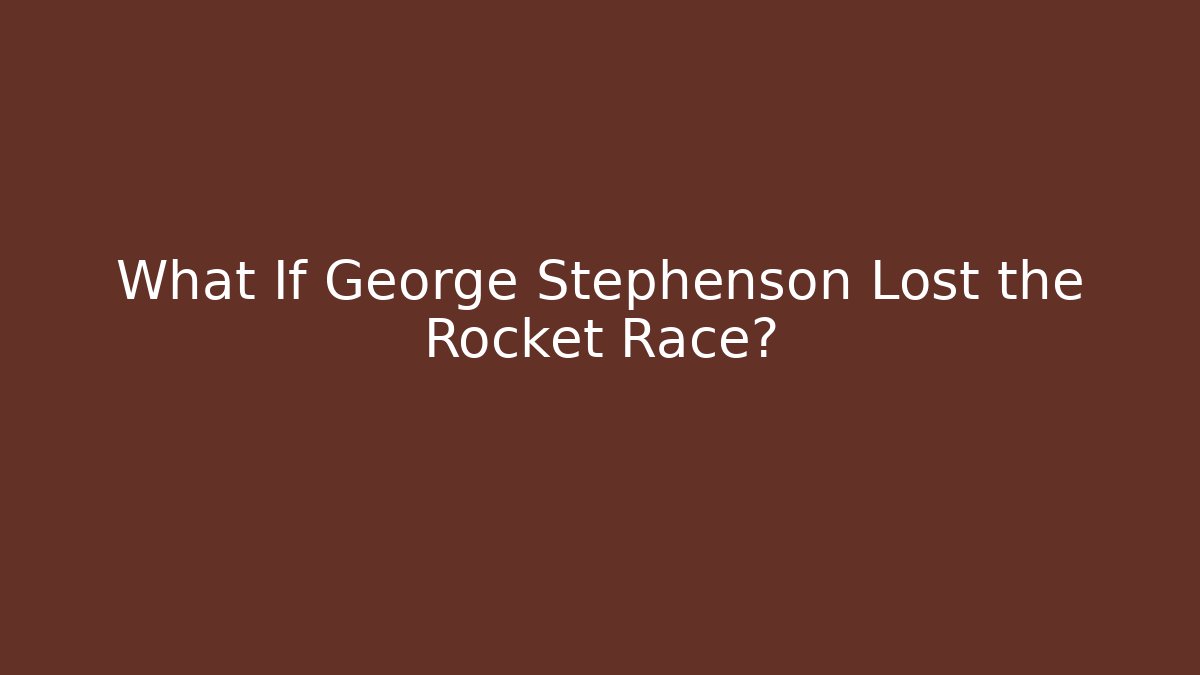 What If George Stephenson Lost the Rocket Race?