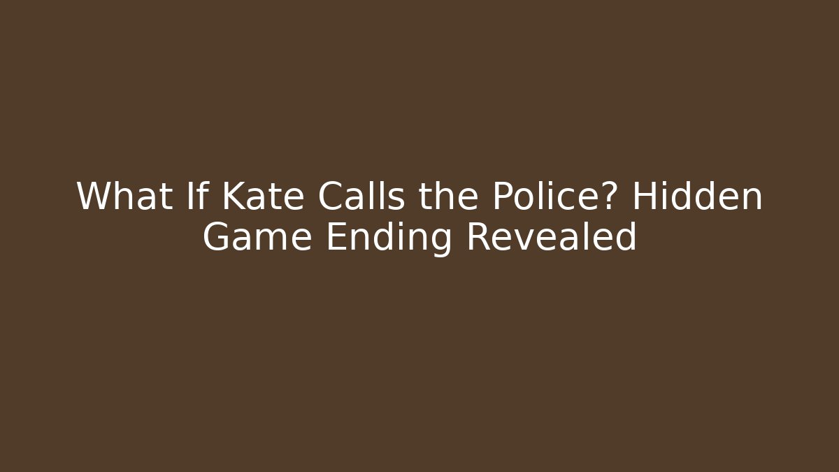 What If Kate Calls the Police? Hidden Game Ending Revealed
