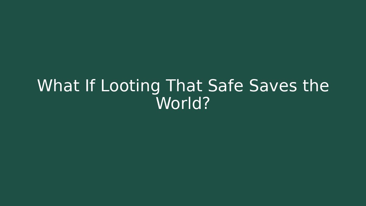 What If Looting That Safe Saves the World?