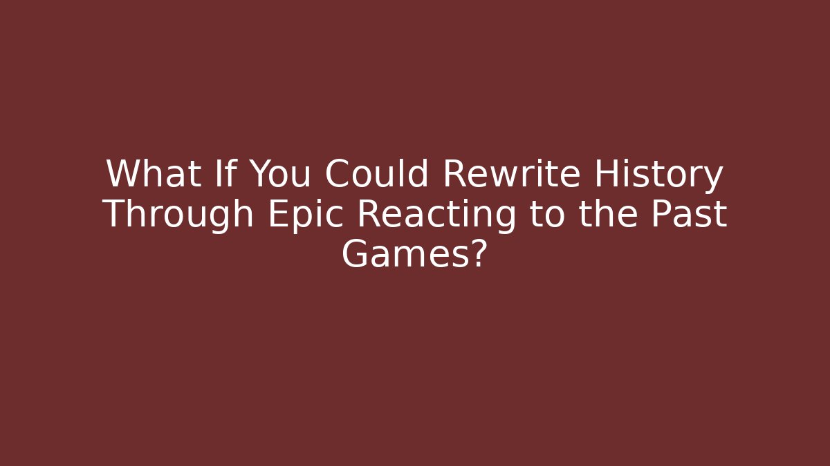 What If You Could Rewrite History Through Epic Reacting to the Past Games?