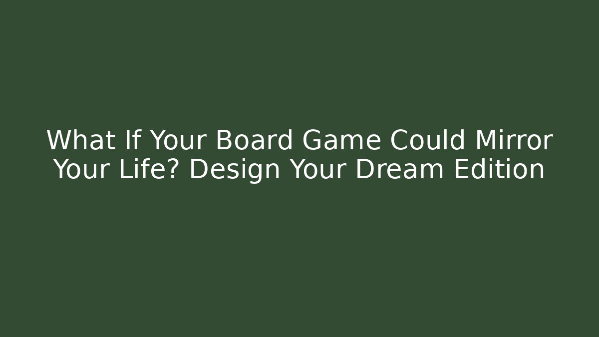 What If Your Board Game Could Mirror Your Life? Design Your Dream Edition