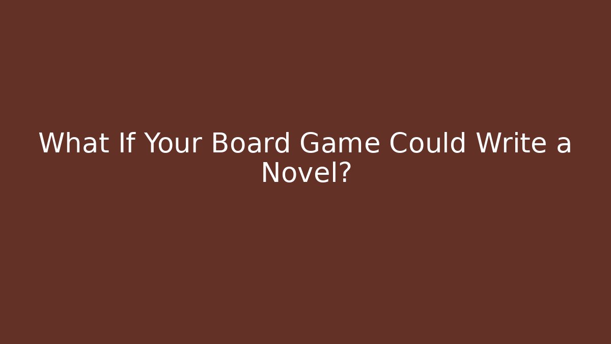 What If Your Board Game Could Write a Novel?