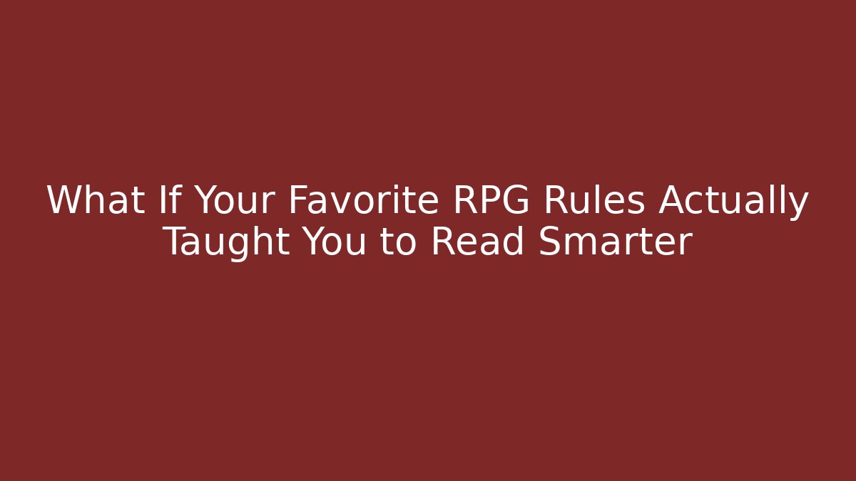 What If Your Favorite RPG Rules Actually Taught You to Read Smarter