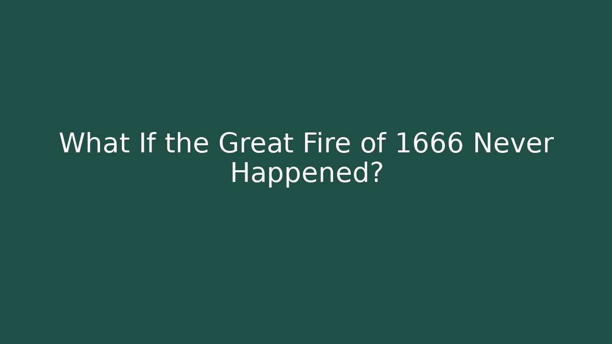 What If the Great Fire of 1666 Never Happened?