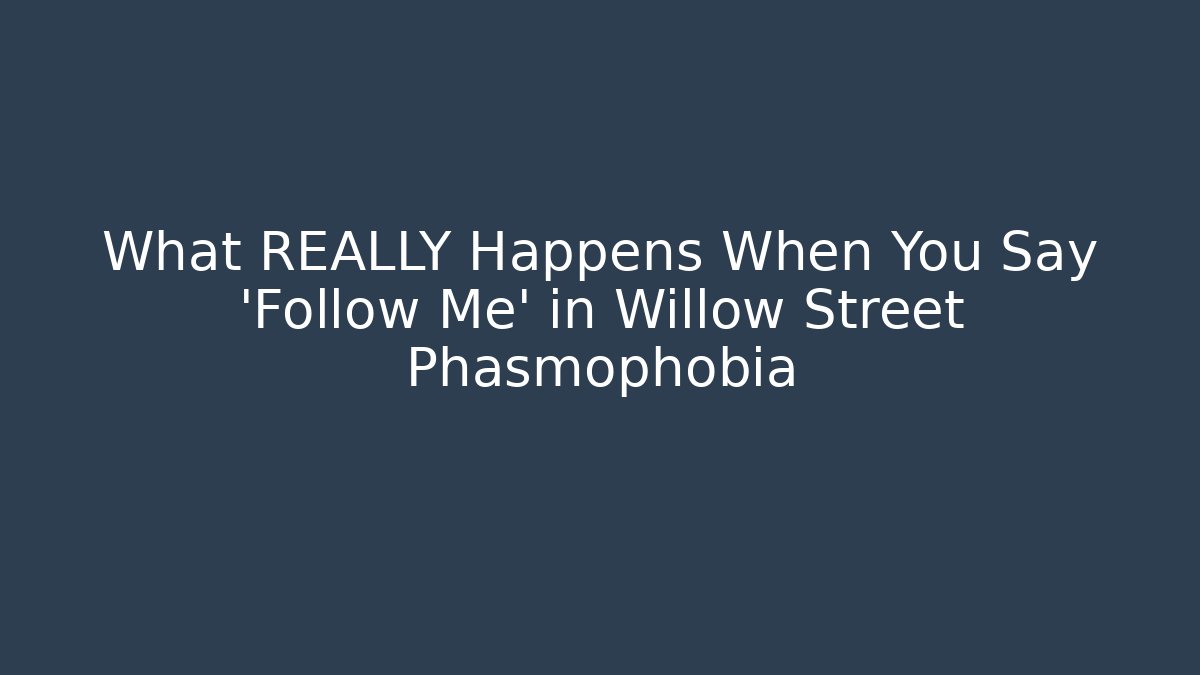 What REALLY Happens When You Say 'Follow Me' in Willow Street Phasmophobia