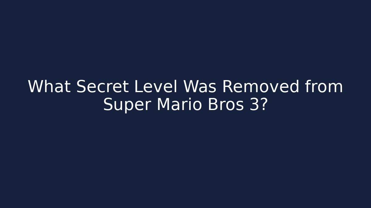 What Secret Level Was Removed from Super Mario Bros 3?
