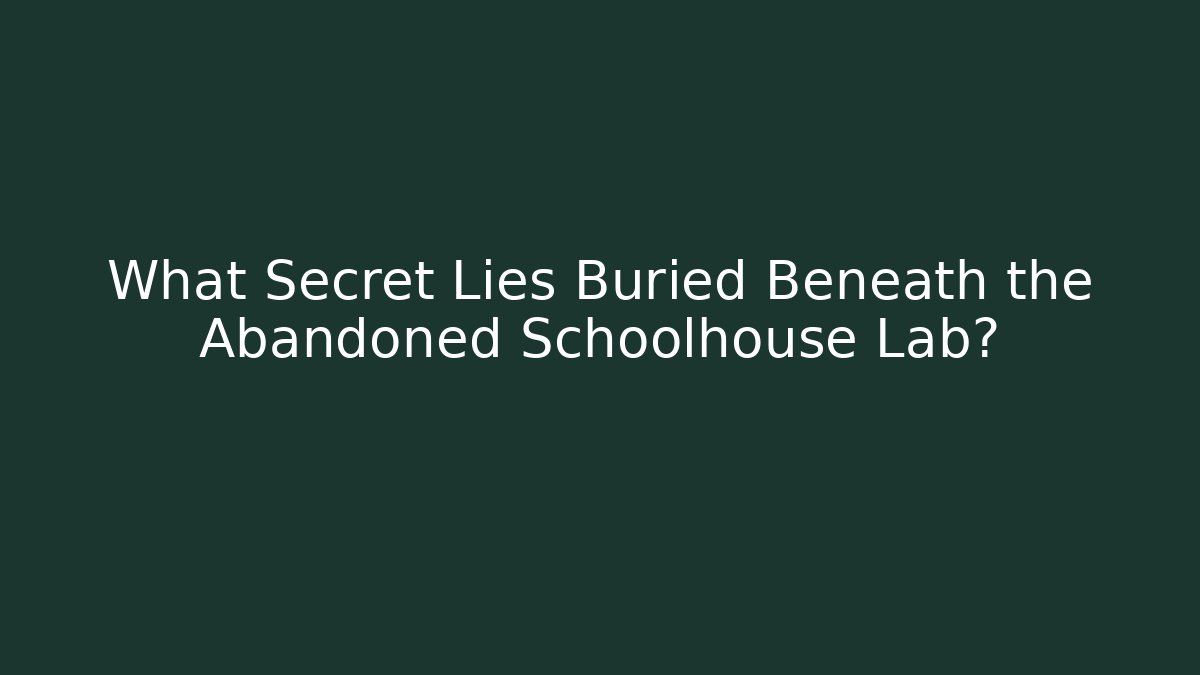 What Secret Lies Buried Beneath the Abandoned Schoolhouse Lab?