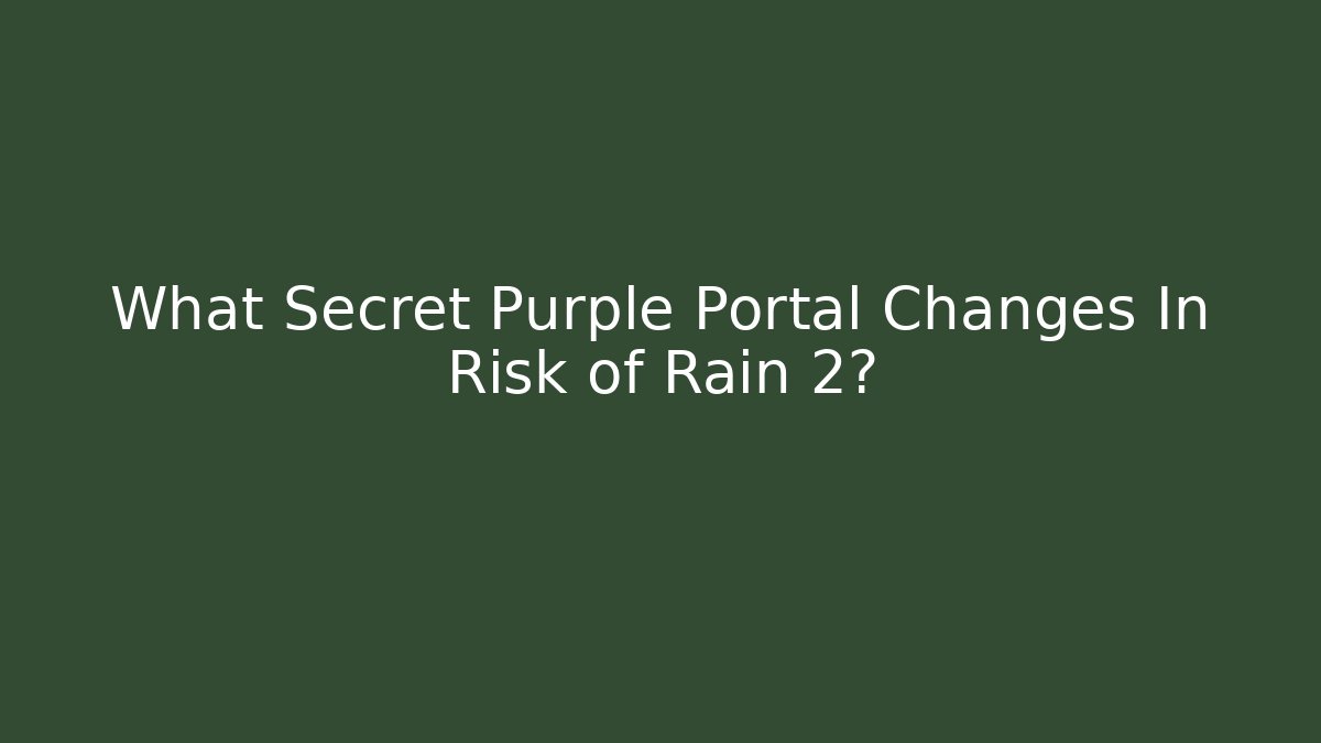 What Secret Purple Portal Changes In Risk of Rain 2?