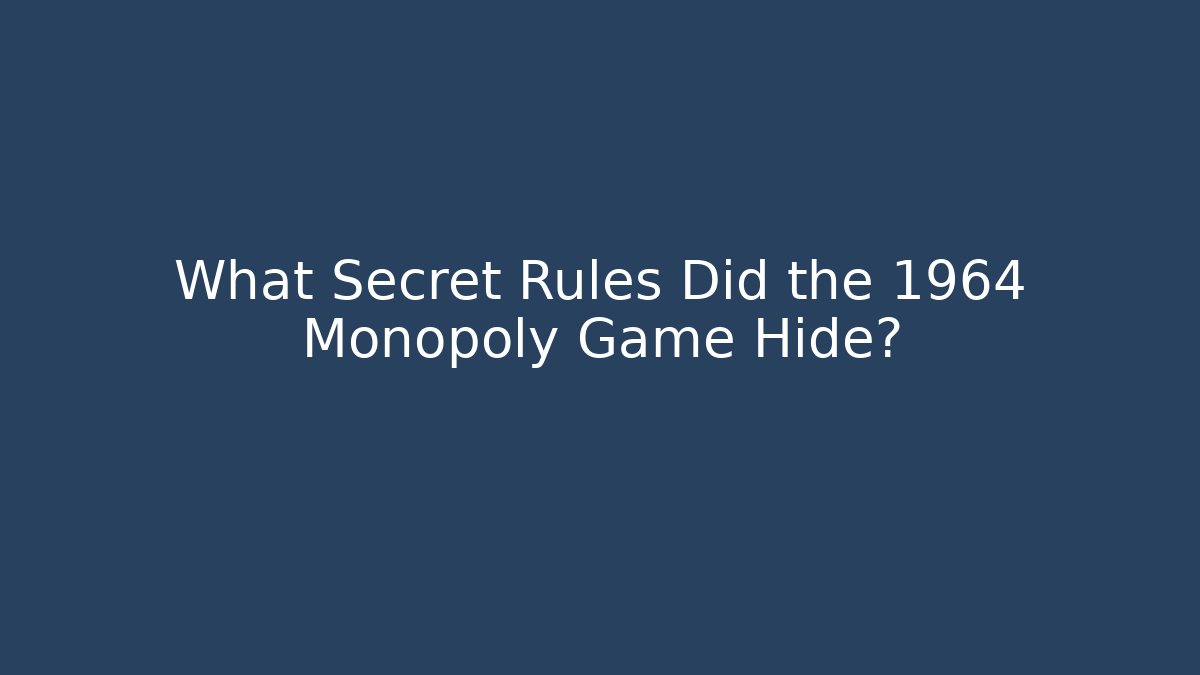 What Secret Rules Did the 1964 Monopoly Game Hide?