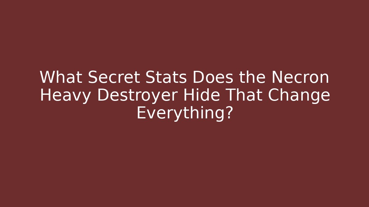 What Secret Stats Does the Necron Heavy Destroyer Hide That Change Everything?