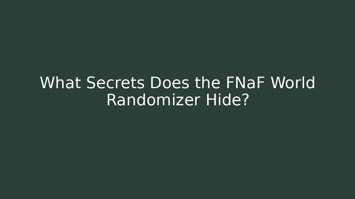 What Secrets Does the FNaF World Randomizer Hide? - Vintage E-Juice