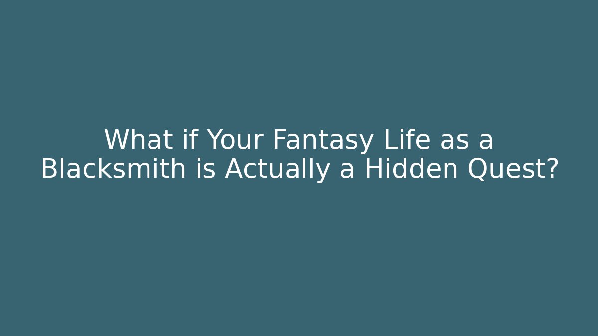 What if Your Fantasy Life as a Blacksmith is Actually a Hidden Quest?