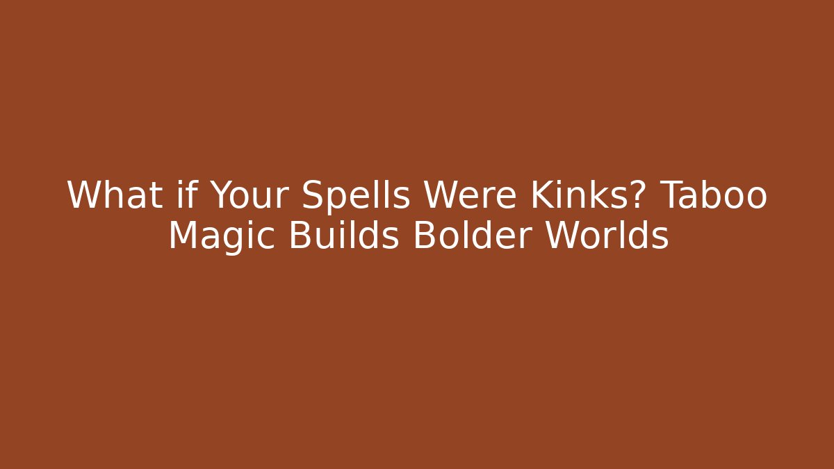 What if Your Spells Were Kinks? Taboo Magic Builds Bolder Worlds