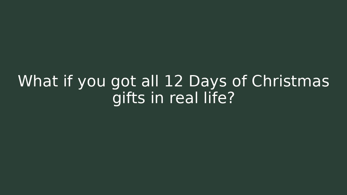 What if you got all 12 Days of Christmas gifts in real life?