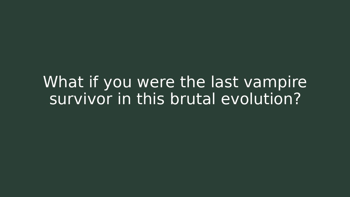 What if you were the last vampire survivor in this brutal evolution?