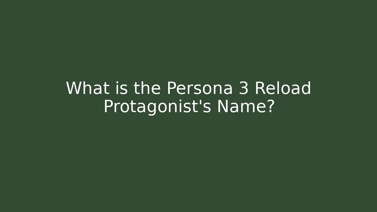 What is the Persona 3 Reload Protagonist's Name?