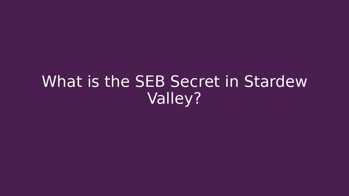 What is the SEB Secret in Stardew Valley?