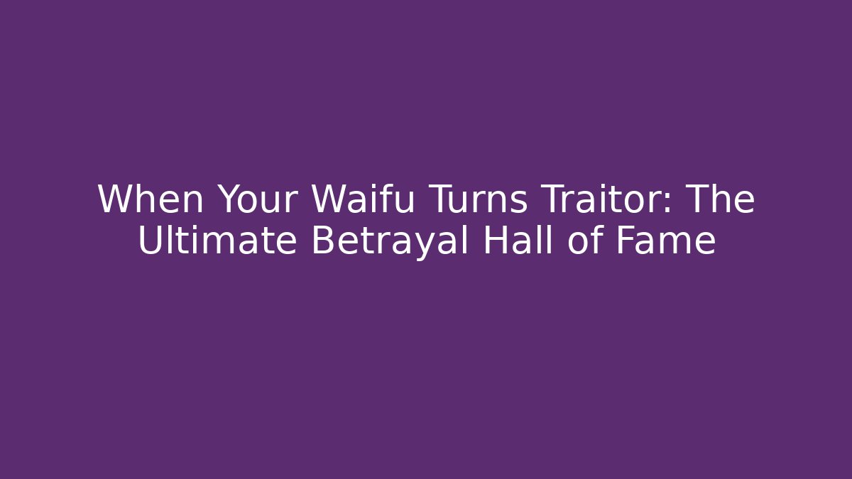 When Your Waifu Turns Traitor: The Ultimate Betrayal Hall of Fame