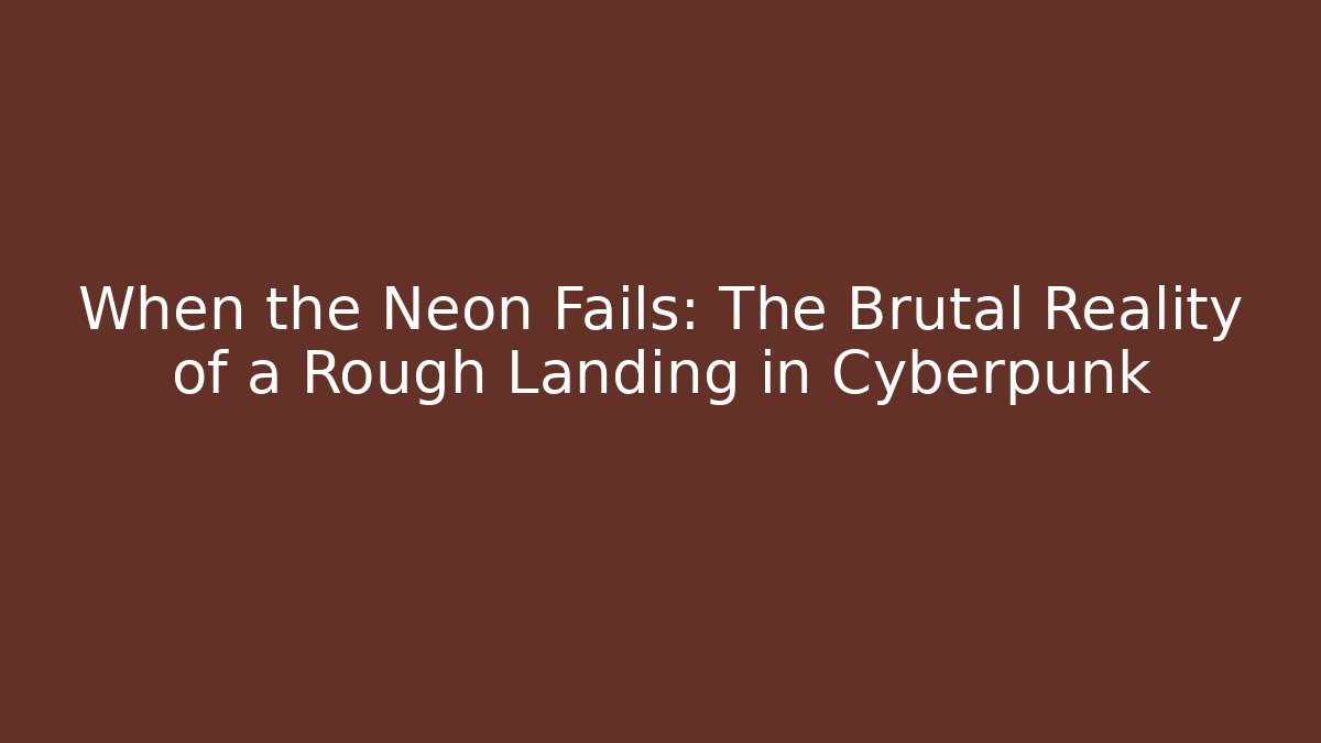 When the Neon Fails: The Brutal Reality of a Rough Landing in Cyberpunk