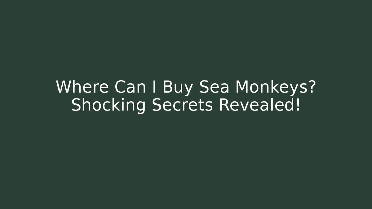 Where Can I Buy Sea Monkeys? Shocking Secrets Revealed!