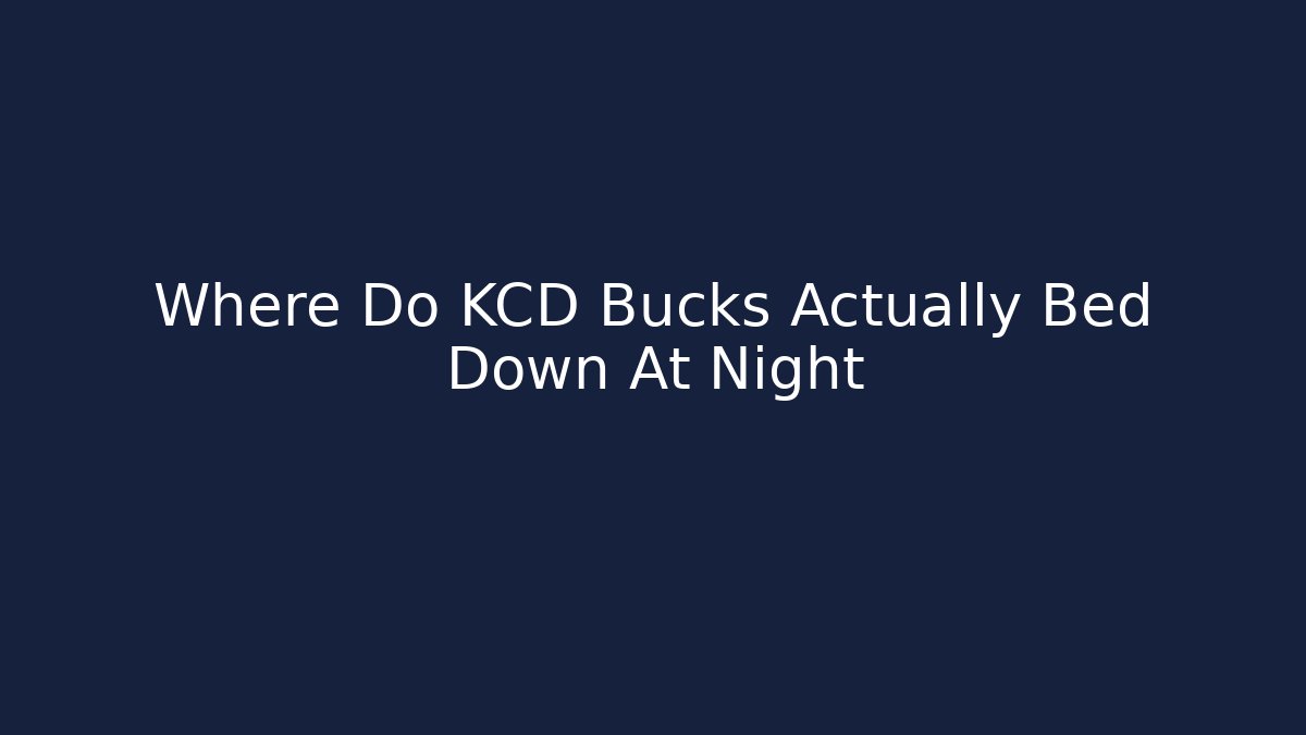 Where Do KCD Bucks Actually Bed Down At Night