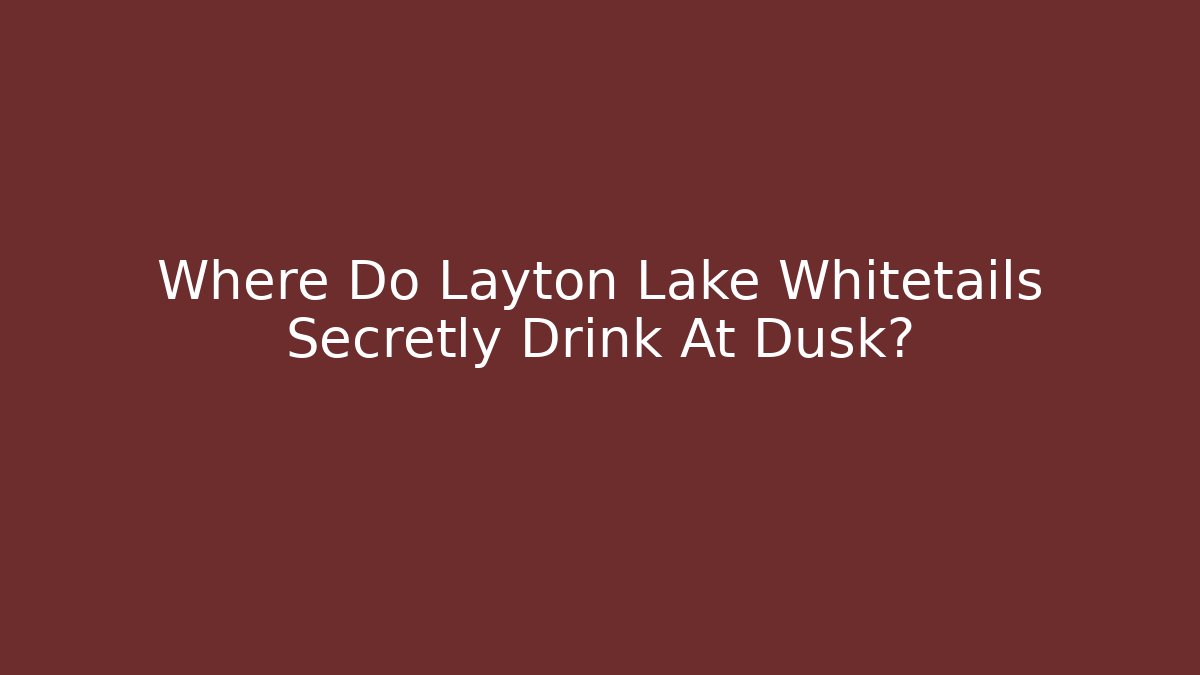 Where Do Layton Lake Whitetails Secretly Drink At Dusk?