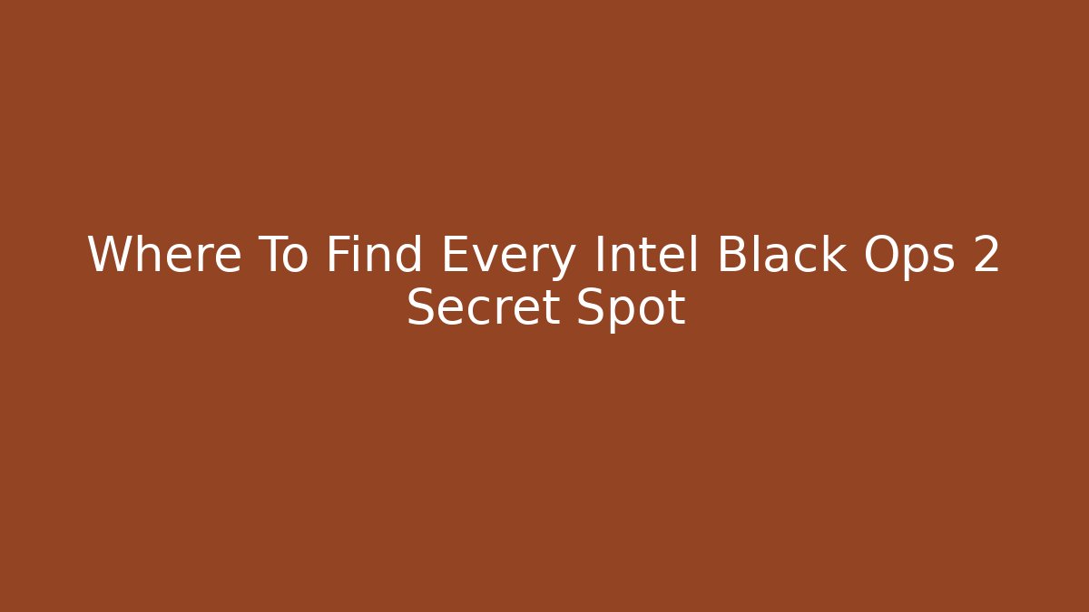 Where To Find Every Intel Black Ops 2 Secret Spot