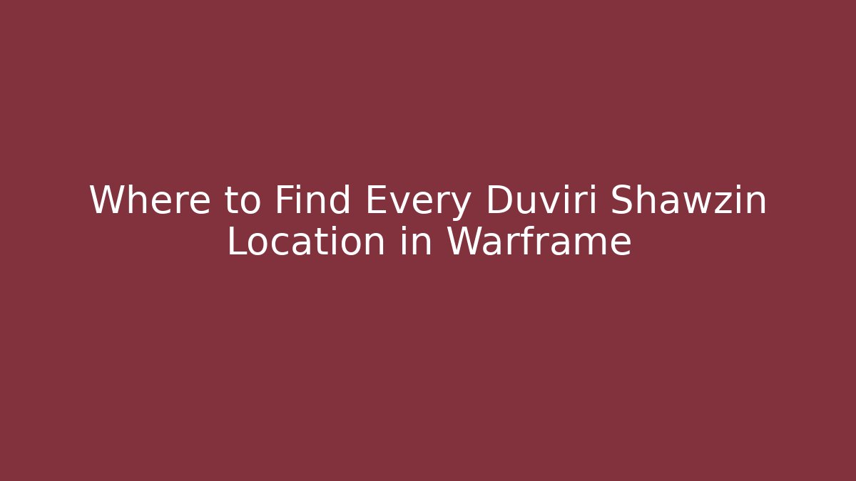 Where to Find Every Duviri Shawzin Location in Warframe
