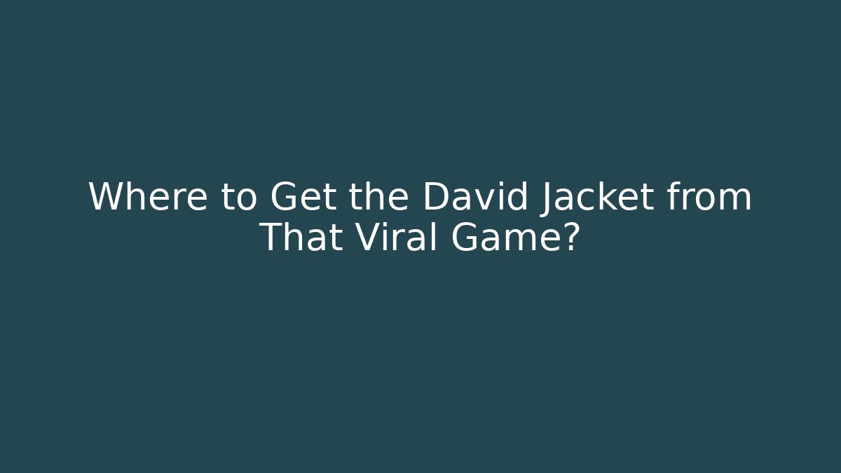 Where to Get the David Jacket from That Viral Game?