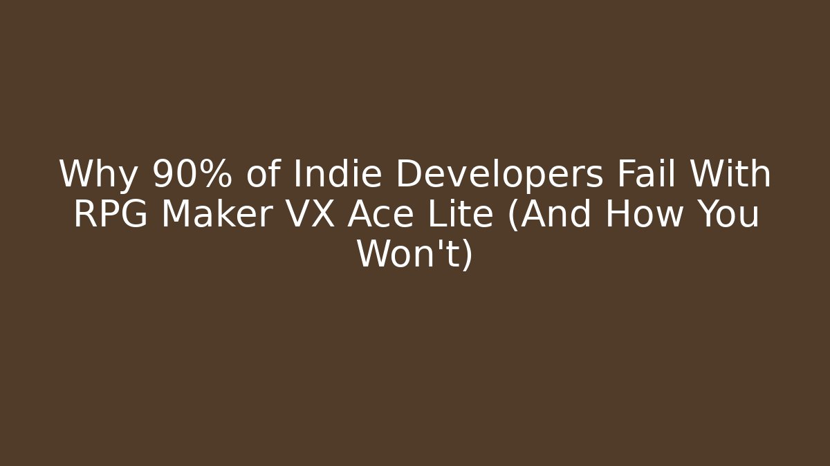 Why 90% of Indie Developers Fail With RPG Maker VX Ace Lite (And How You Won't)