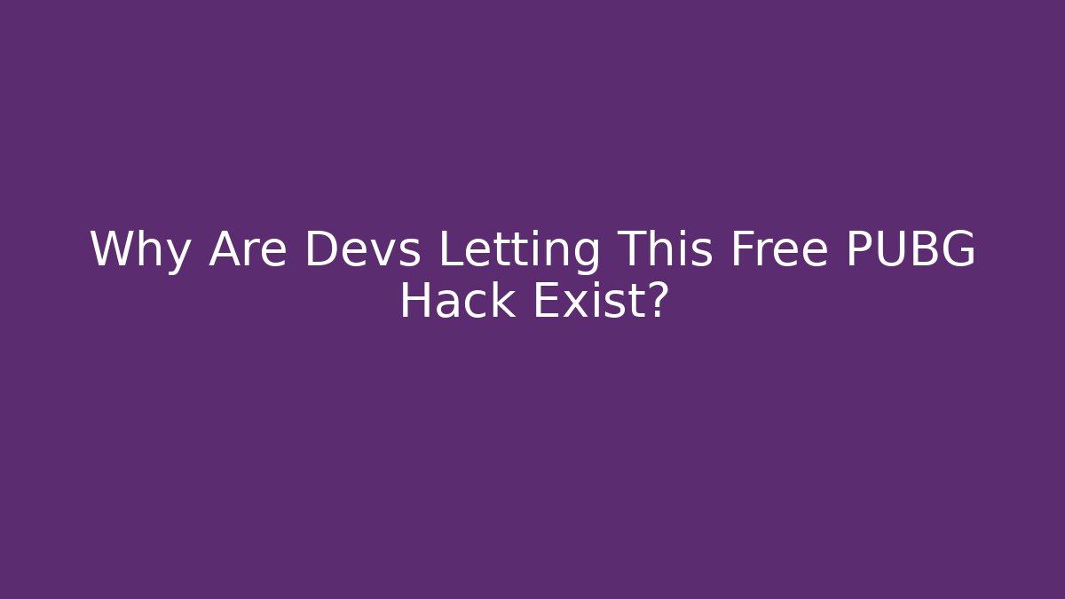 Why Are Devs Letting This Free PUBG Hack Exist? - Vintage E-Juice