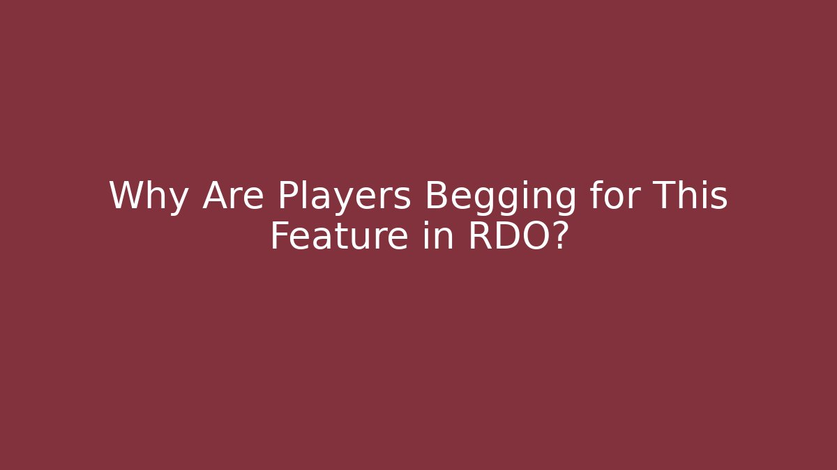 Why Are Players Begging for This Feature in RDO? - Vintage E-Juice