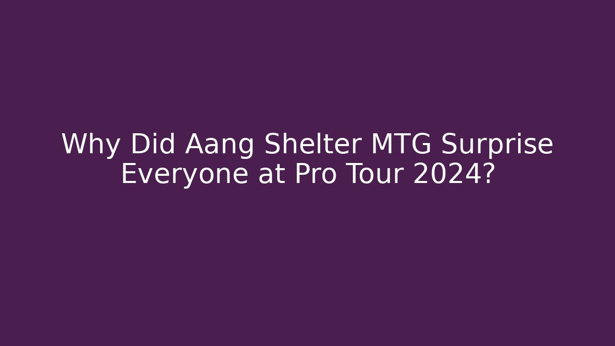 Why Did Aang Shelter MTG Surprise Everyone at Pro Tour 2024?