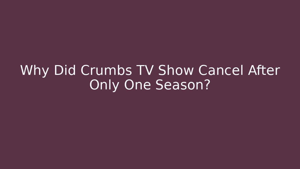Why Did Crumbs TV Show Cancel After Only One Season?