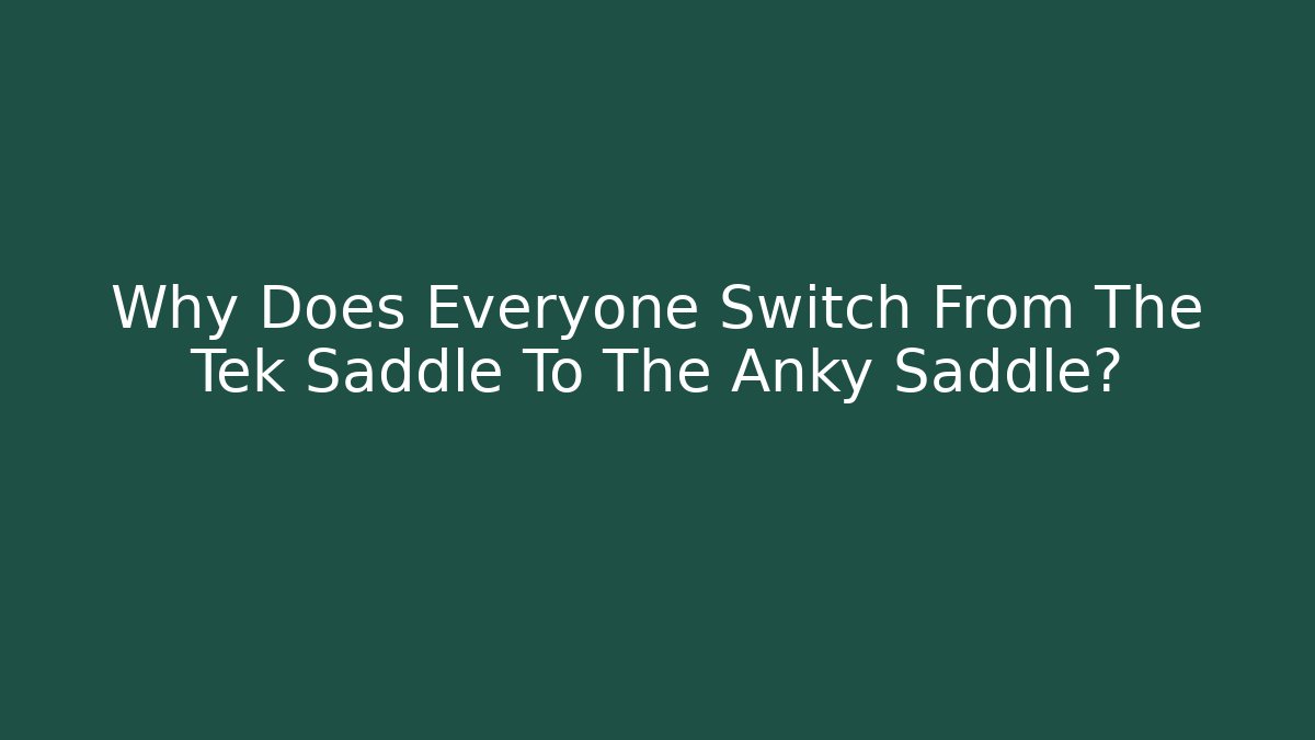 Why Does Everyone Switch From The Tek Saddle To The Anky Saddle?