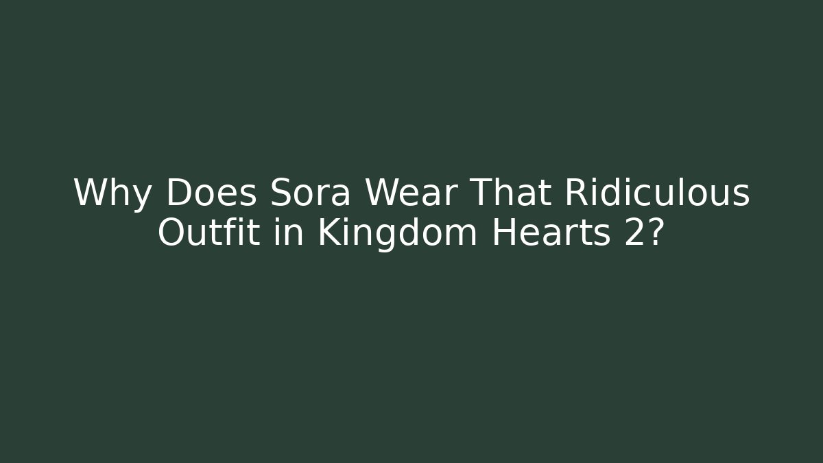 Why Does Sora Wear That Ridiculous Outfit in Kingdom Hearts 2?