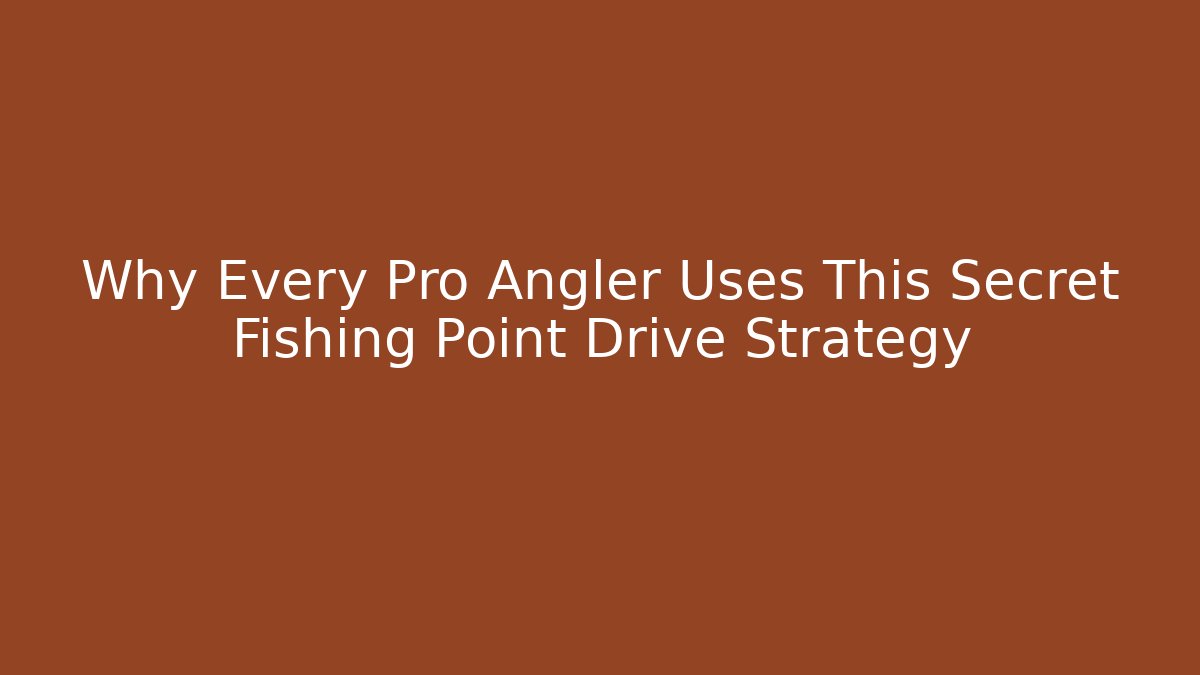 Why Every Pro Angler Uses This Secret Fishing Point Drive Strategy