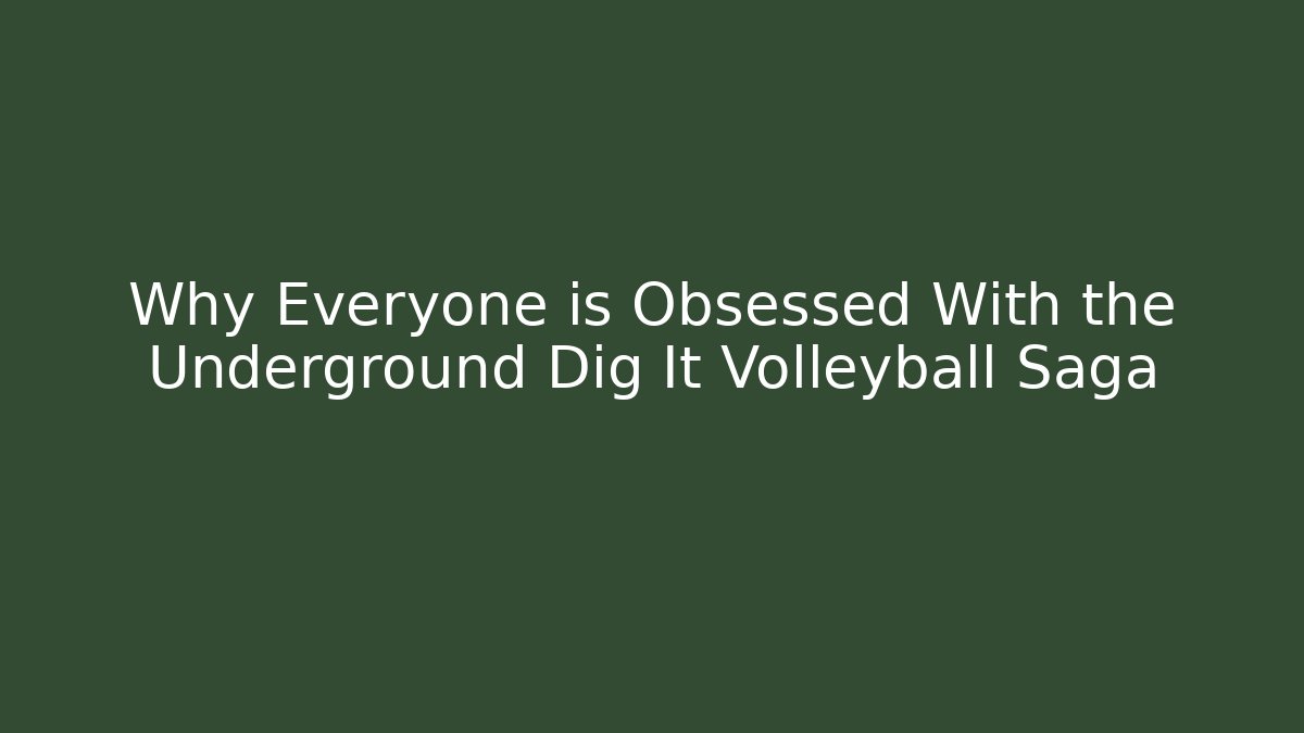 Why Everyone is Obsessed With the Underground Dig It Volleyball Saga