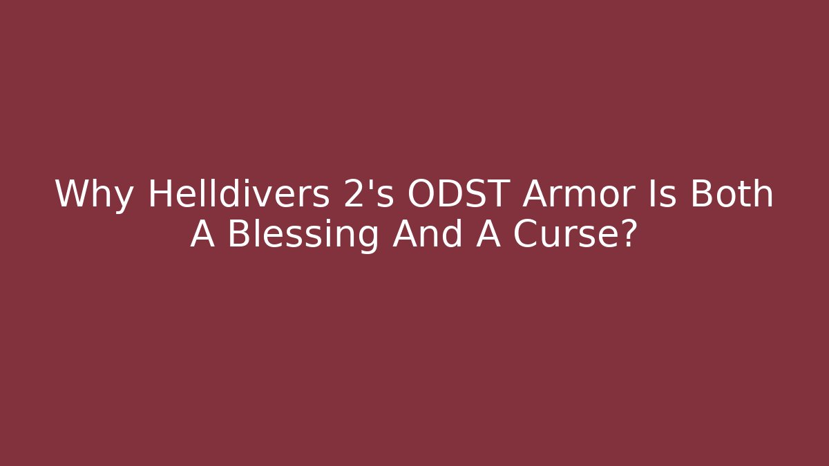 Why Helldivers 2's ODST Armor Is Both A Blessing And A Curse? - Vintage E-Juice