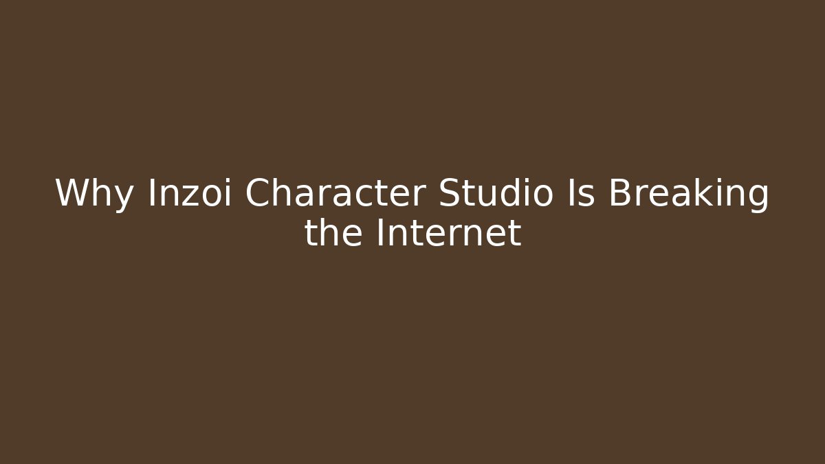 Why Inzoi Character Studio Is Breaking the Internet