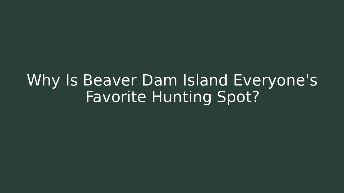 Why Is Beaver Dam Island Everyone's Favorite Hunting Spot?