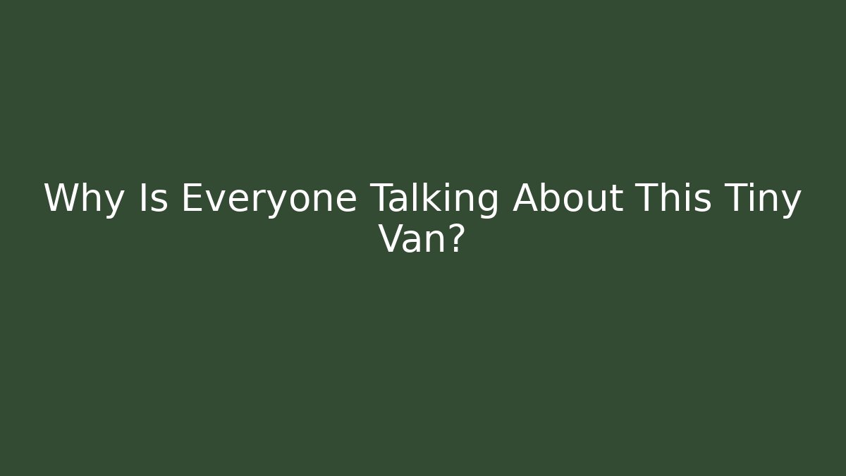 Why Is Everyone Talking About This Tiny Van?